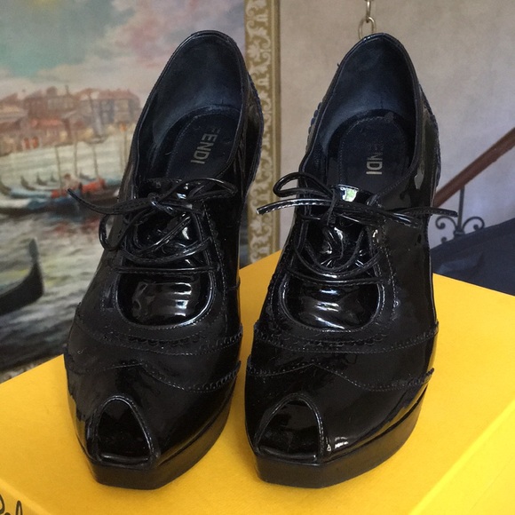 Fendi Peep ToePatent Leather Heels